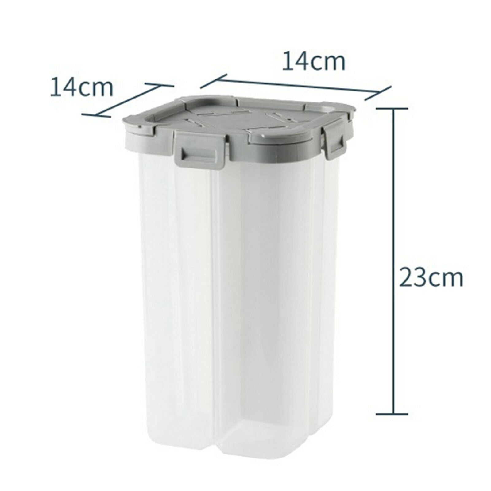 2.6L Dividers Box Organizer Clear Plastic Case Storage Container for Cereal Gray