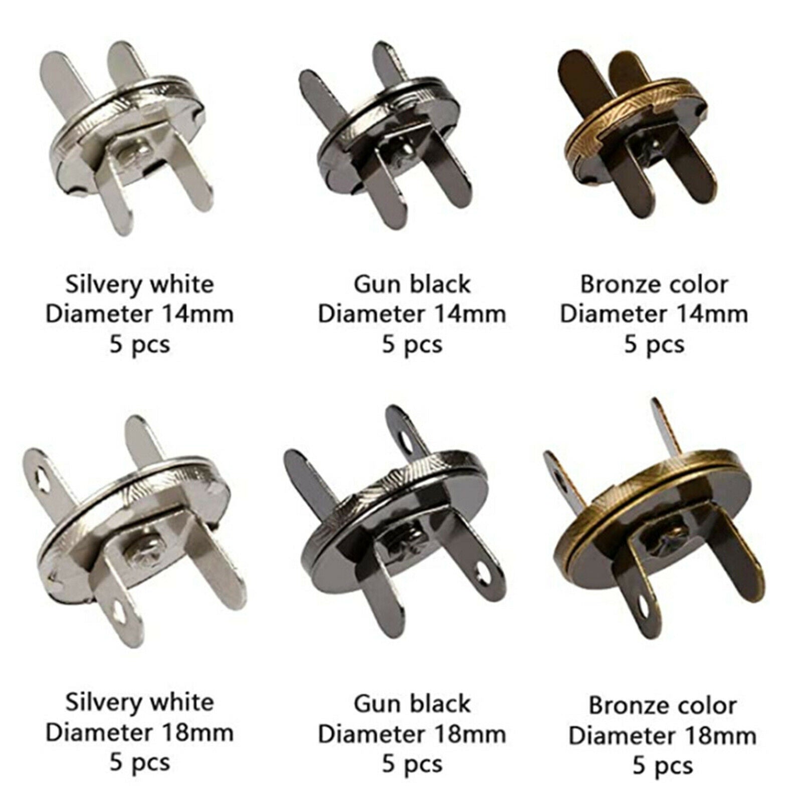 14/18mm Magnetic Snap Fastener Button for Purses Sewing Craft Bags Cloth 30x