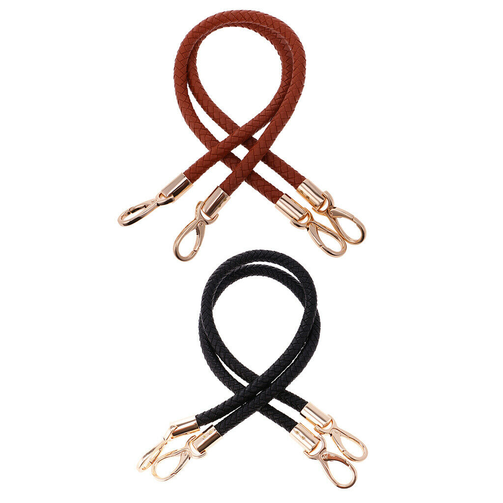 4Pcs DIY Shoulder Bag Braided Strap Replacements Handbag Handle Black+Brown