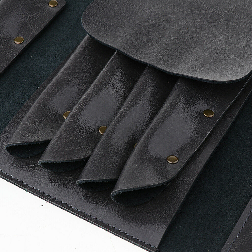 Real Leather Hair Scissor Holder Shear Holster Pouch Cutting Comb Bag Gray
