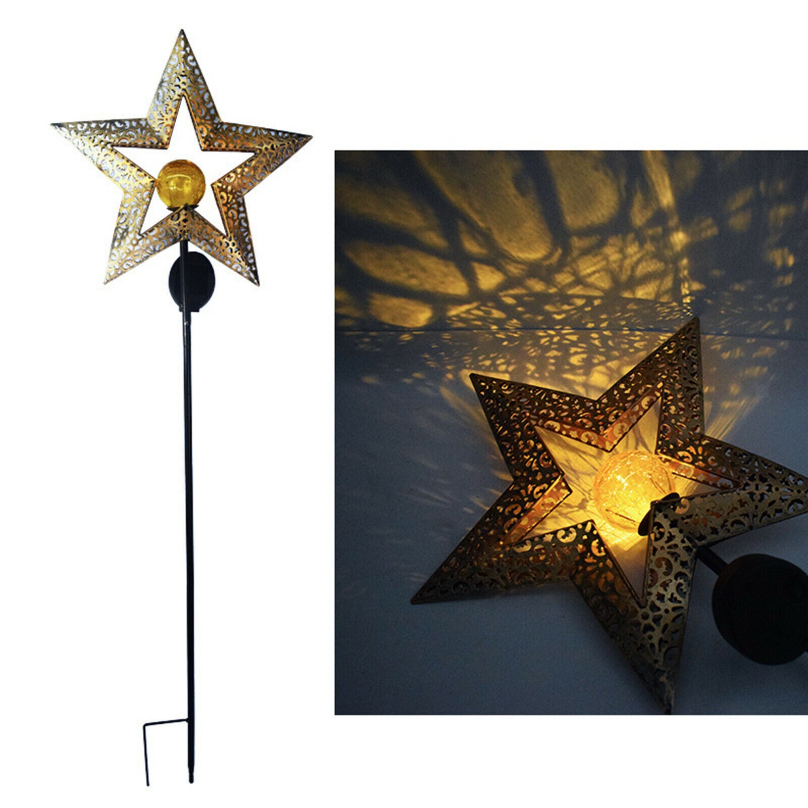 Garden Solar Lights Outdoor Iron Metal Star Stake Light Yard for Patio