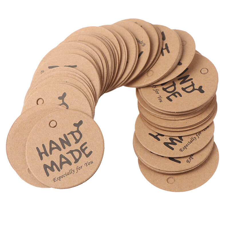 100PcsKraft Paper Hang Tag Handmade pattern Label For Gift Tagging Packag.l8