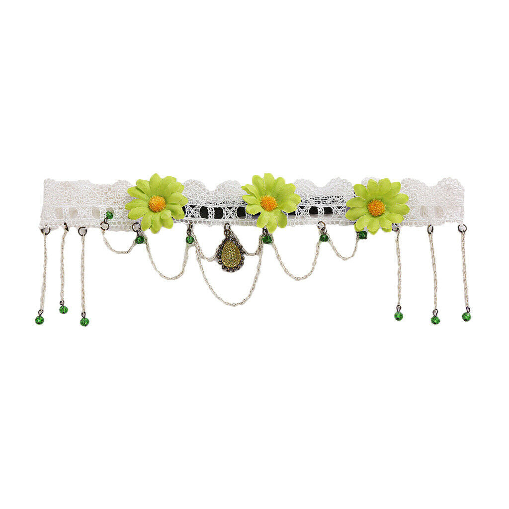 Elegant Hair Accessory Headband Daisy Tassel Lace Bride Bead Elastic Jewelry