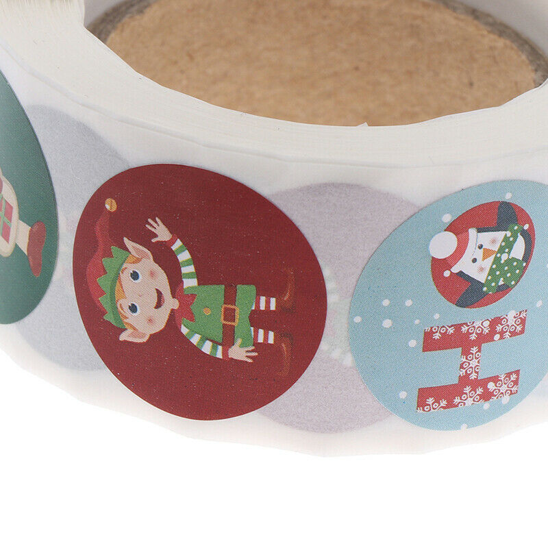500pcs Round Christmas Stickers rollEnvelope Gift Card Label Sealing Deco FTBUA