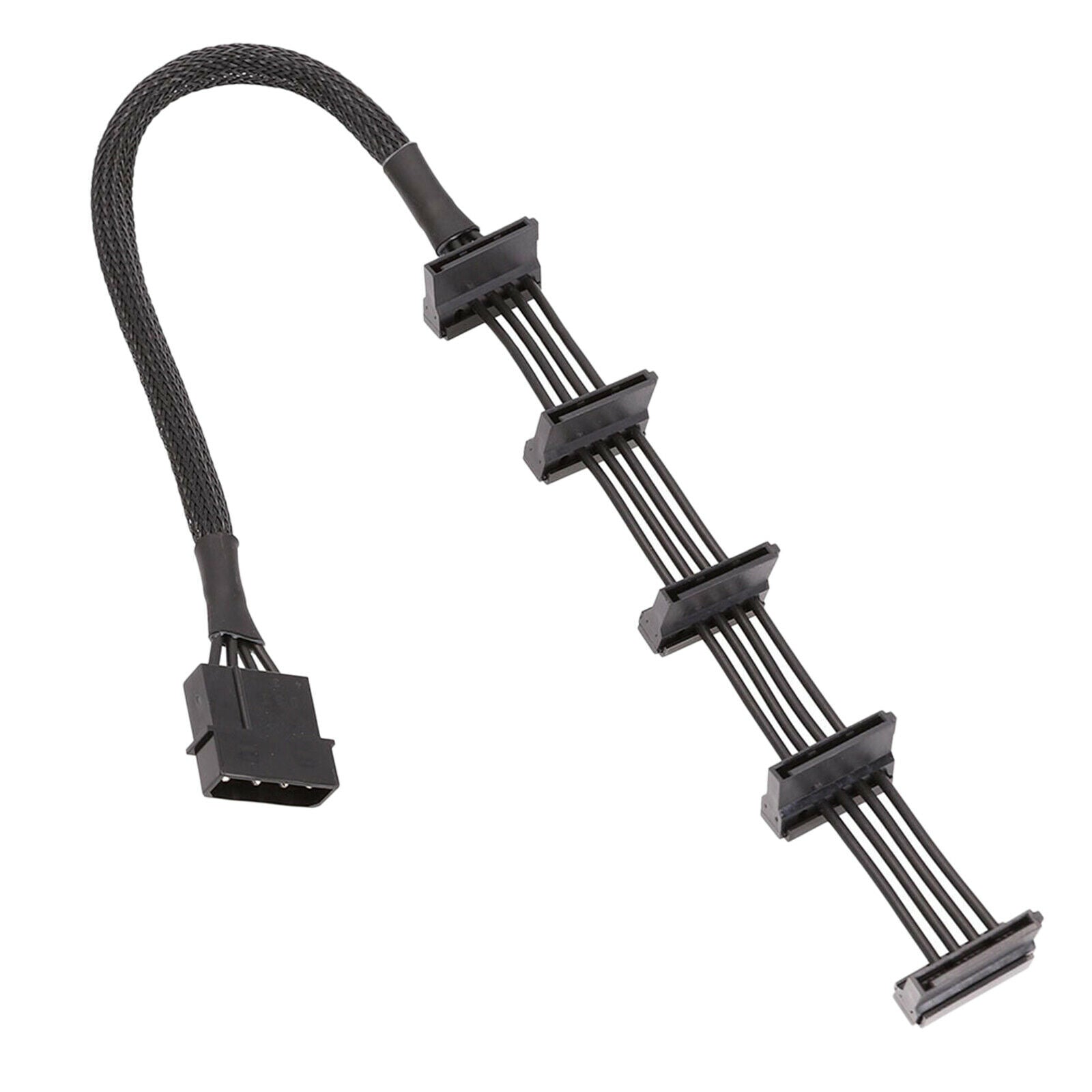 4pin IDE to 5 SATA 15pin SSD Power Supply Cable Converter 18AWG Sleeved 40CM