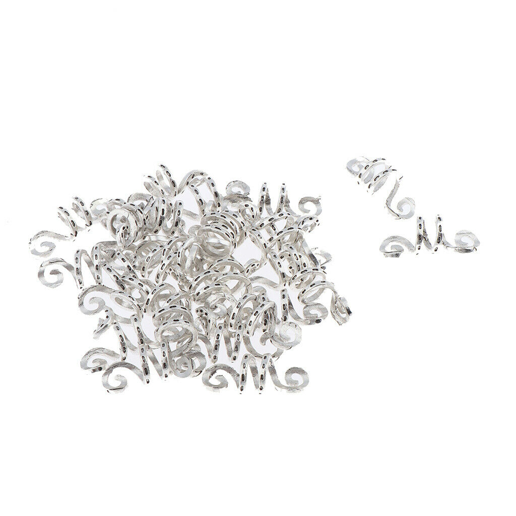 30 Packs 1cm Metal Dreadlocks Hair Braiding Beads Cuffs Clips for DIY Crafts