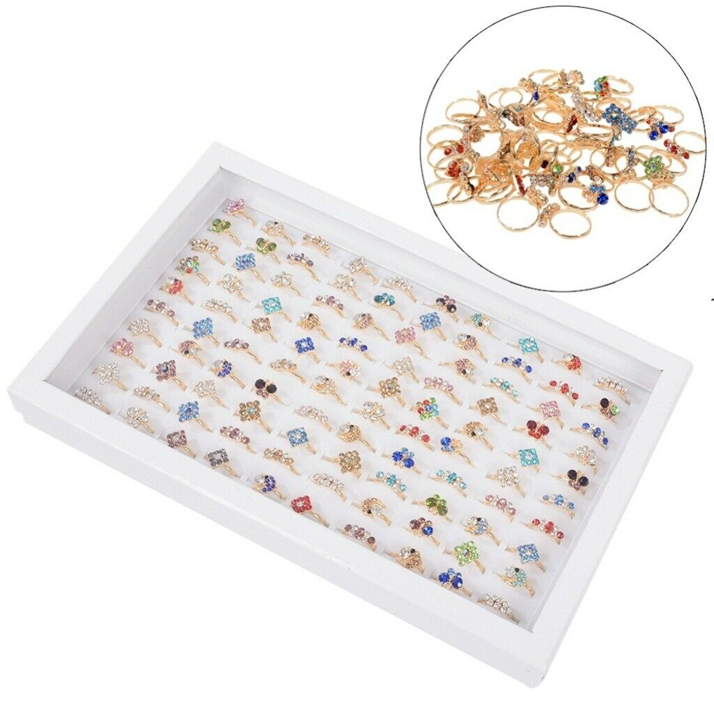 50pcs/Lot Wholesale Mixed Rings Crystal Rhinestone Flower Butterfly Finger Ring