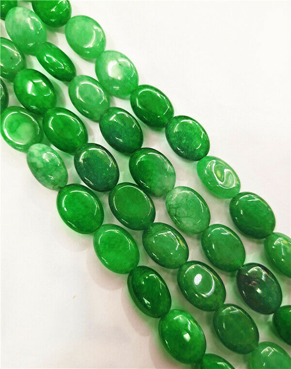 1 Strand 14x10x5mm Green Malay Jade Oval Spacer Loose Beads 15.5inch HH7780
