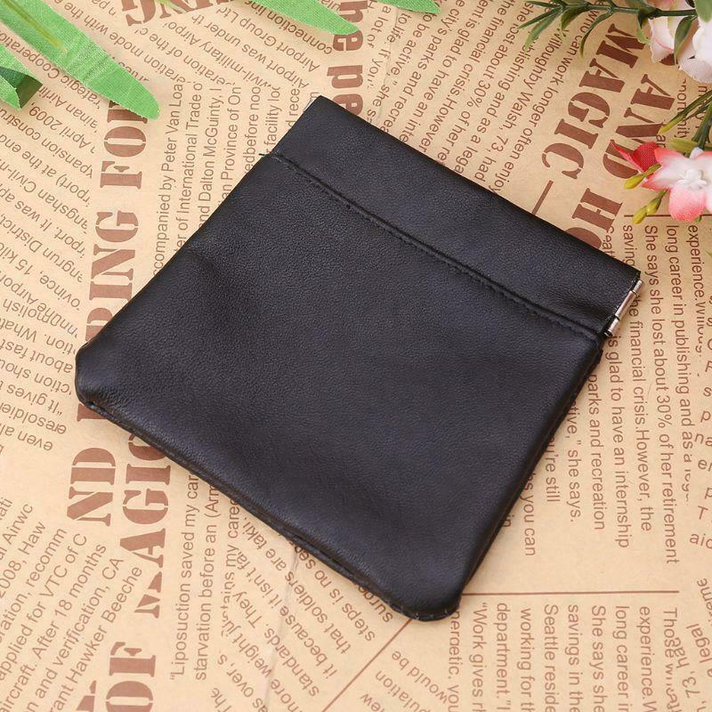 Men Ladies Leather Coin Pouch Snap Top Purse Strong Metal Spring Closure