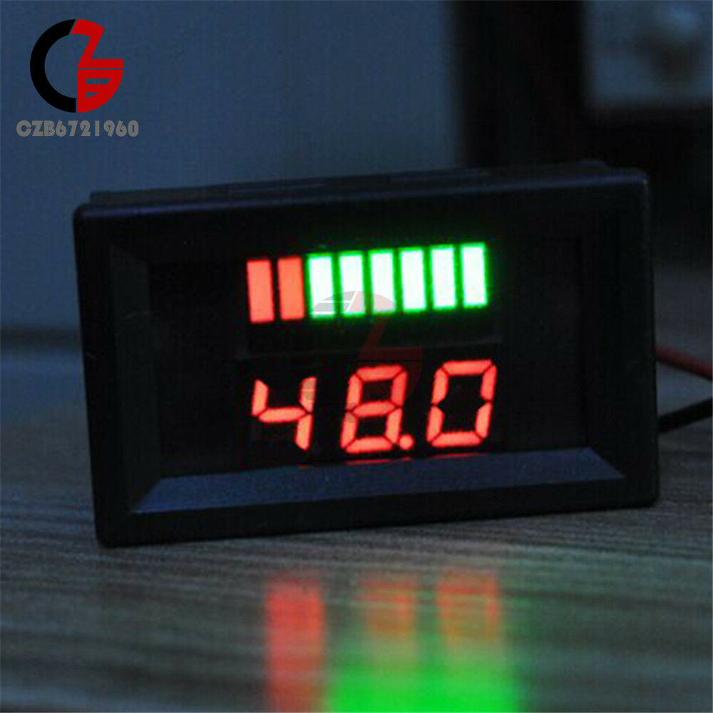 Red LED 5-15mA Indicator Voltmeter Battery Charge Capacity Monitor 48V Lead-acid