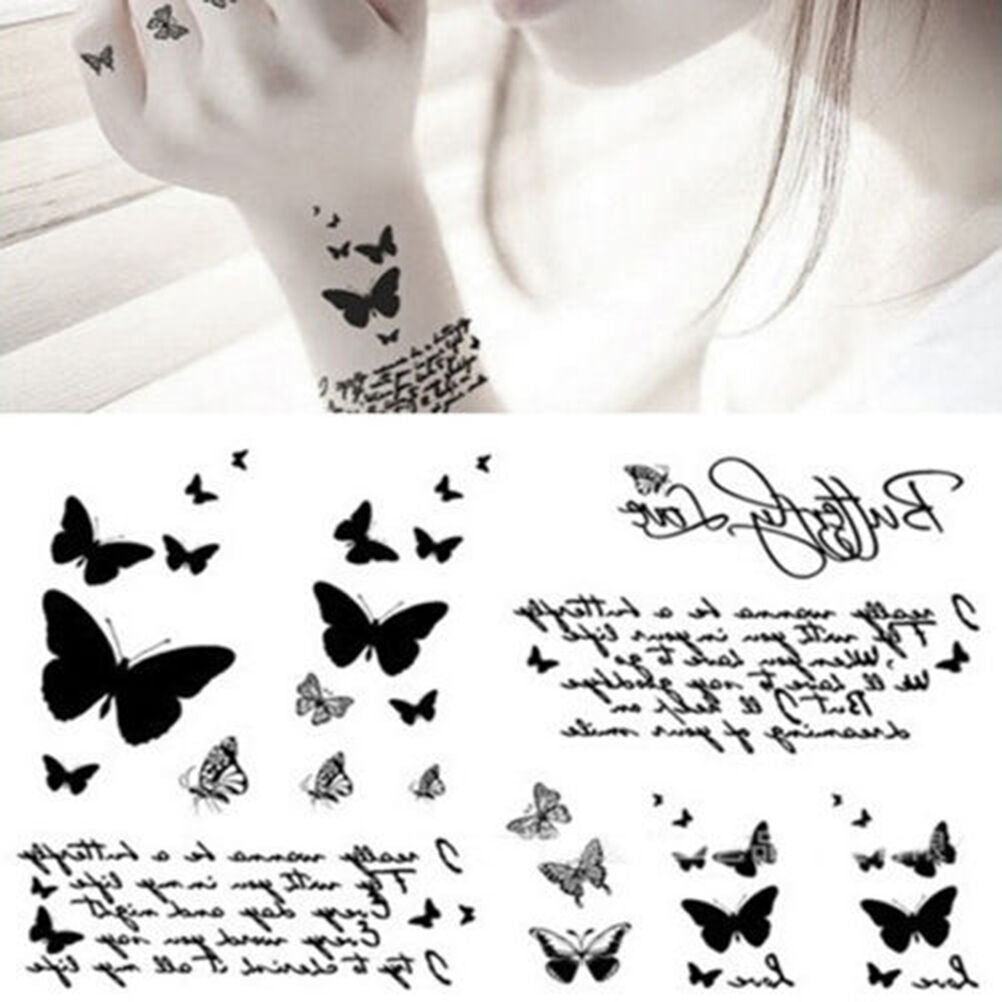 Butterfly & Letter Transfer Waterproof Temporary Tattoo Body Art Sticke.l8