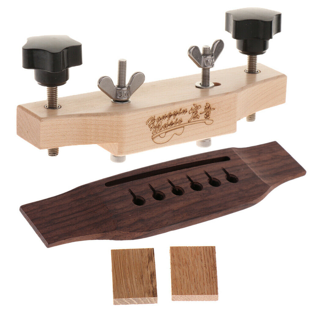 Durable Acoustic Guitar Rosewood Bridge w/ Bridge Clamp Set Luthier Tools