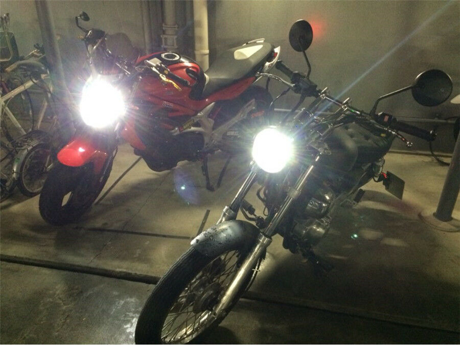 1Pc Four Side Bright H4 LED Motorcycle Headlight Blub DC 6000K Scooter Accessory