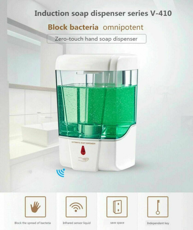 700Ml Automatic Liquid Soap Alcohol Disinfectant Dispenser Hand-Free Sensor Wall