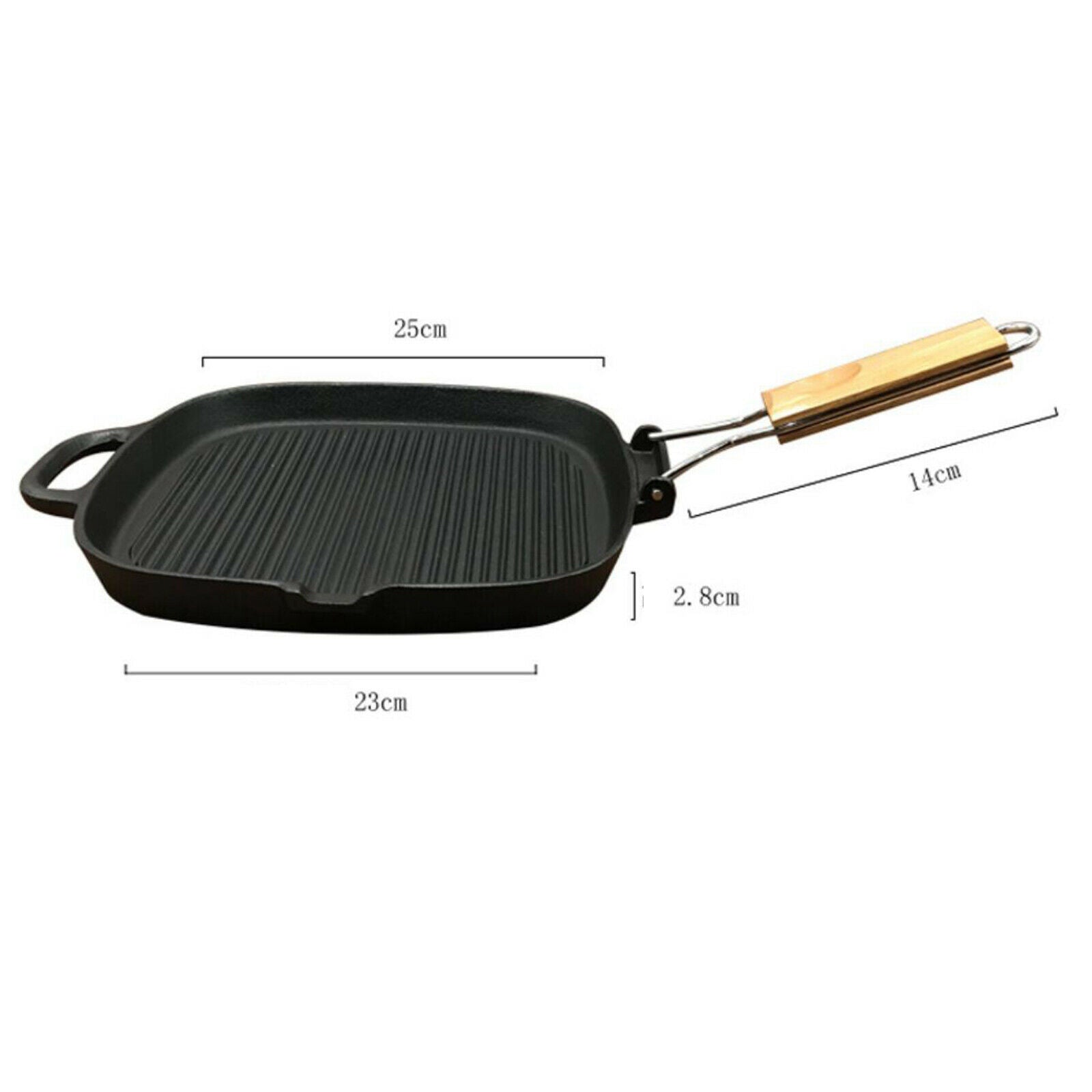 Grill Pan Folding Handle Nonstick Frying Pan for Steak Meat BBQ Griddle