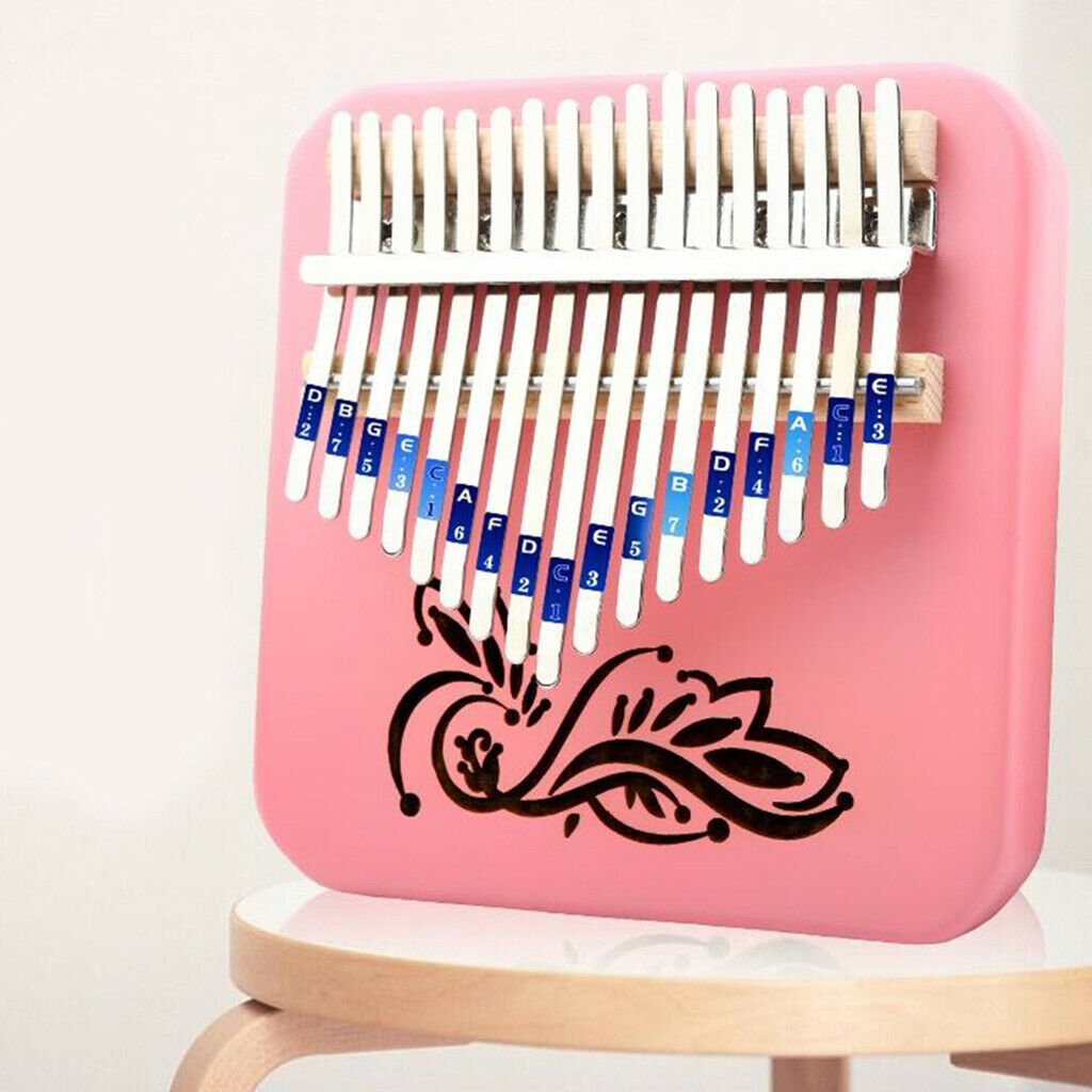 17 Key Kalimba Thumb Piano Finger Wood Musical Instrument Pink Music Box