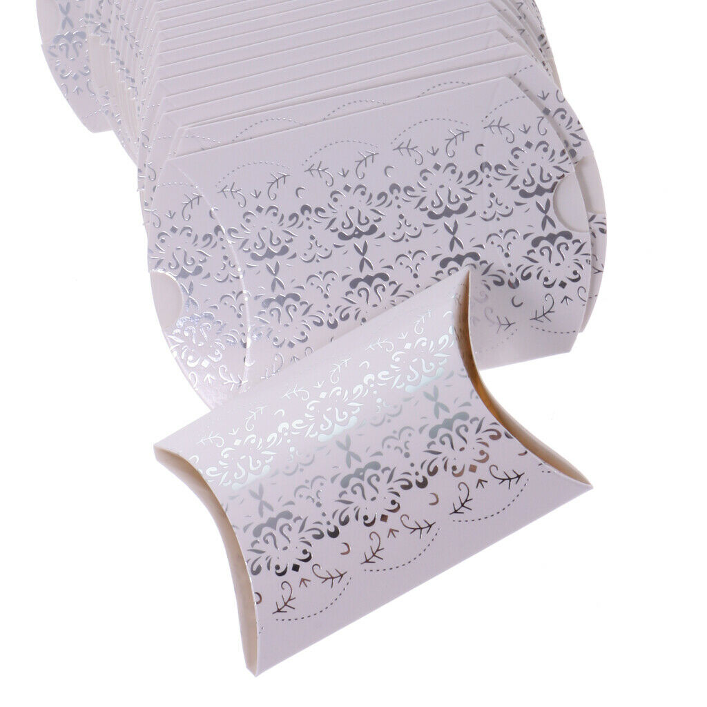 50pcs Pillow Shape Flower Candy Boxes Gifts Wedding Favors