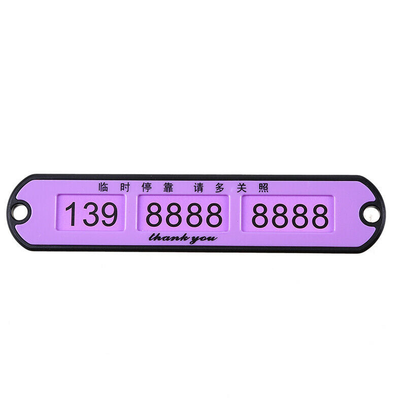 Sucker Parking Phone Number Notice Plate Car Temporary Stop Accessories Purple