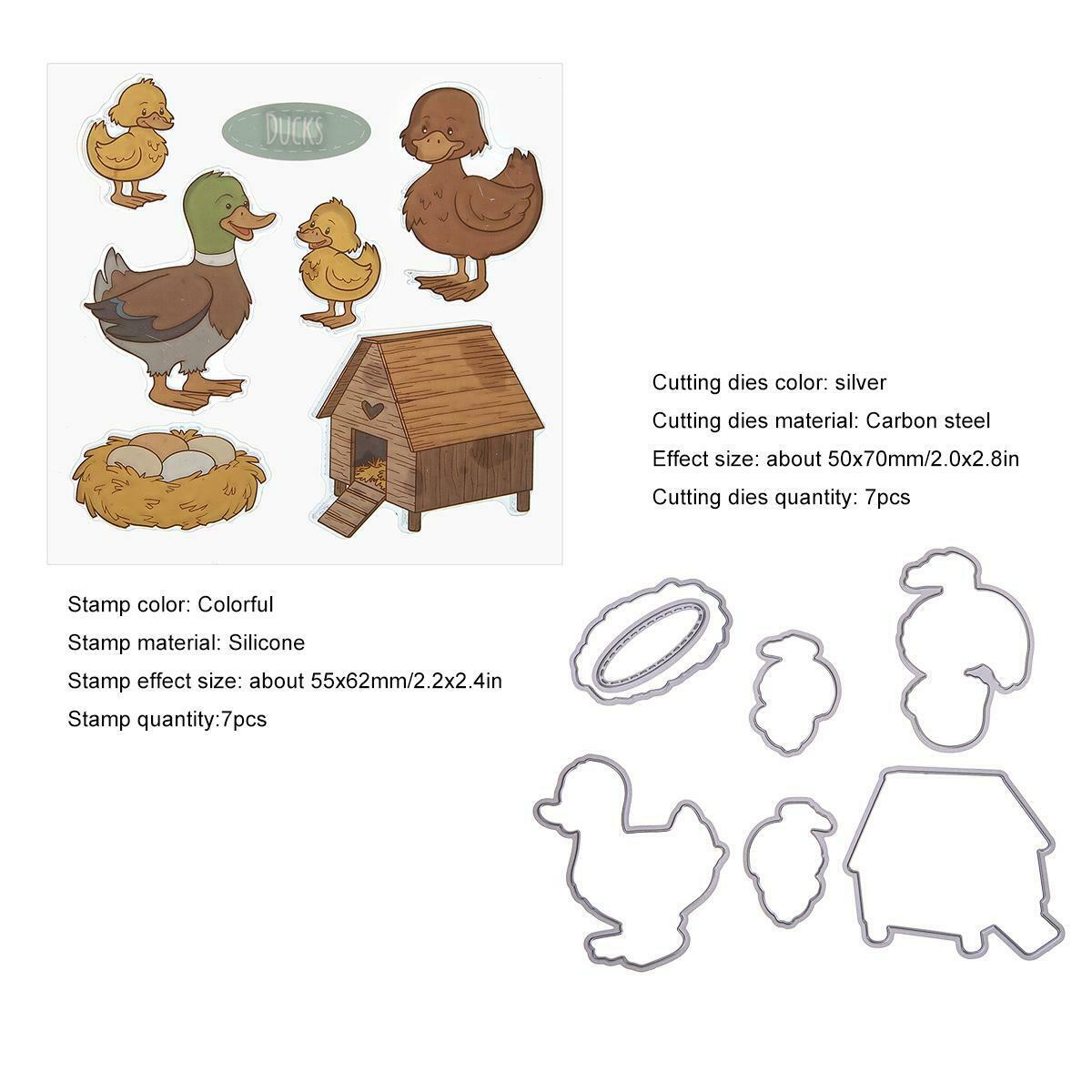 Farm Duck Silicone Stamp Cutting Die Stencil Frame Scrapbook Decor Craft @