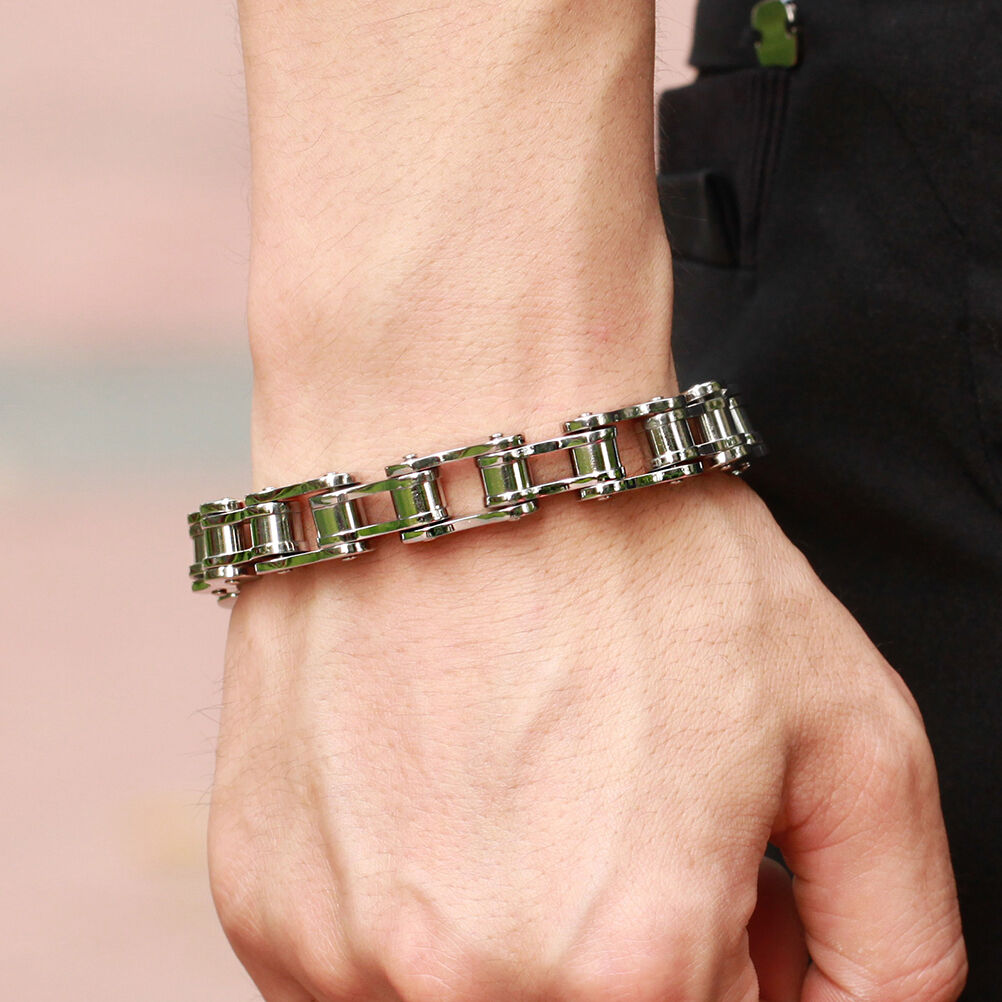 Punk Stainless Steel Bracelet Men Biker Bicycle Motorcycle Chain Bracelet  BDA