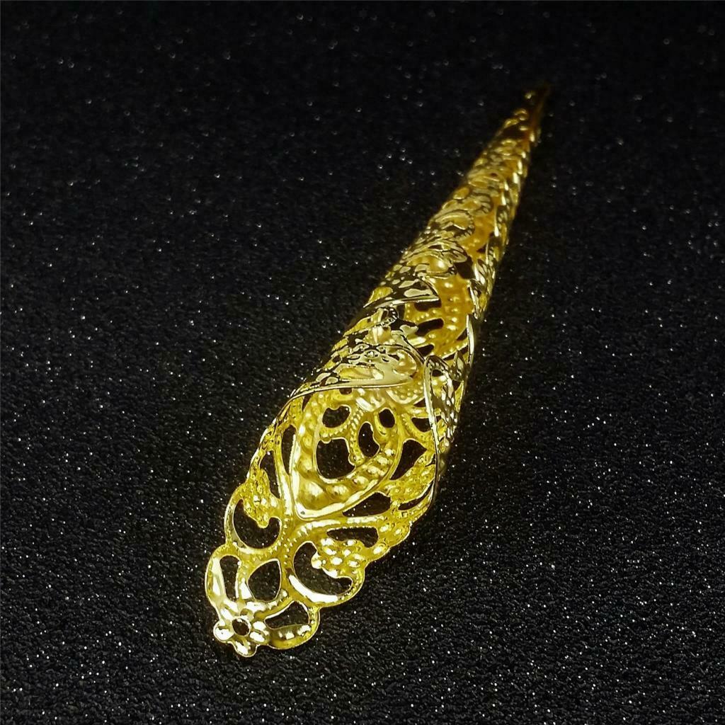 Women Ladies Imperial Chinese Long Nail Ring Charm Hollow Finger Nail Ring