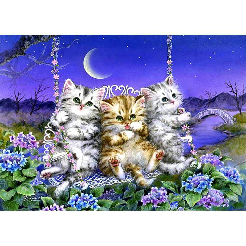 Three Kittens Diamond Painting Cross Stitch DIY Mosaic Embroidery Picture @