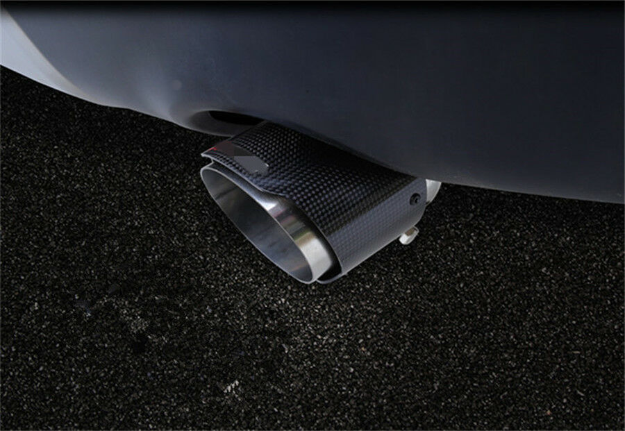 Half Blue Inlet 3" 76mm Outlet 4" 101mm Carbon Fiber Glossy Exhaust Tips Muffler