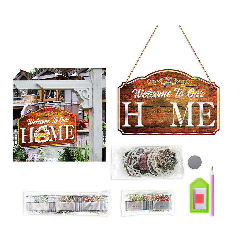 DIY Point Drill 5D PVC Diamond Painting Hanging Picture Door Window Welcome Sign