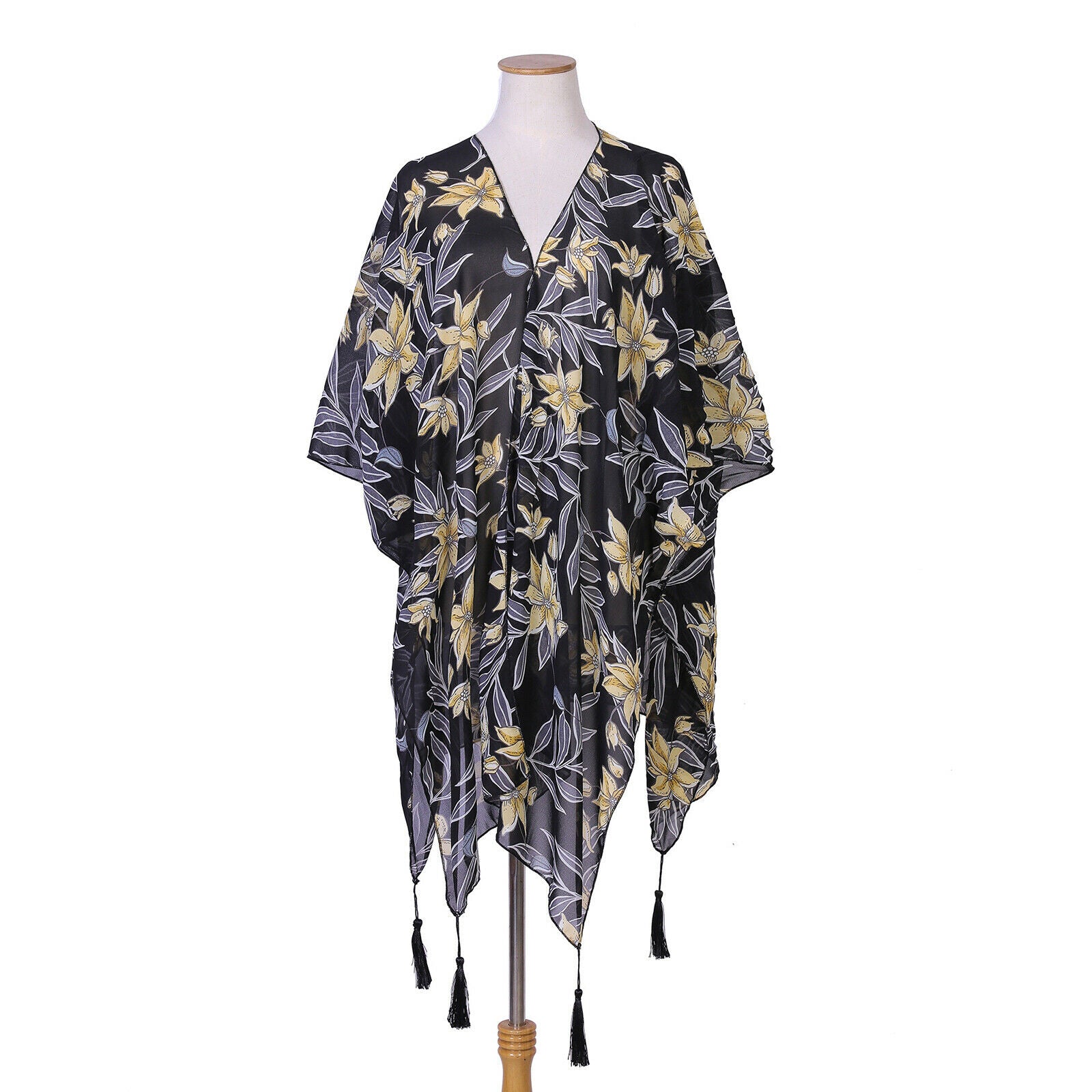 Women Floral Jacket Coat Loose Sun Protection Cardigan Cape Chiffon Top