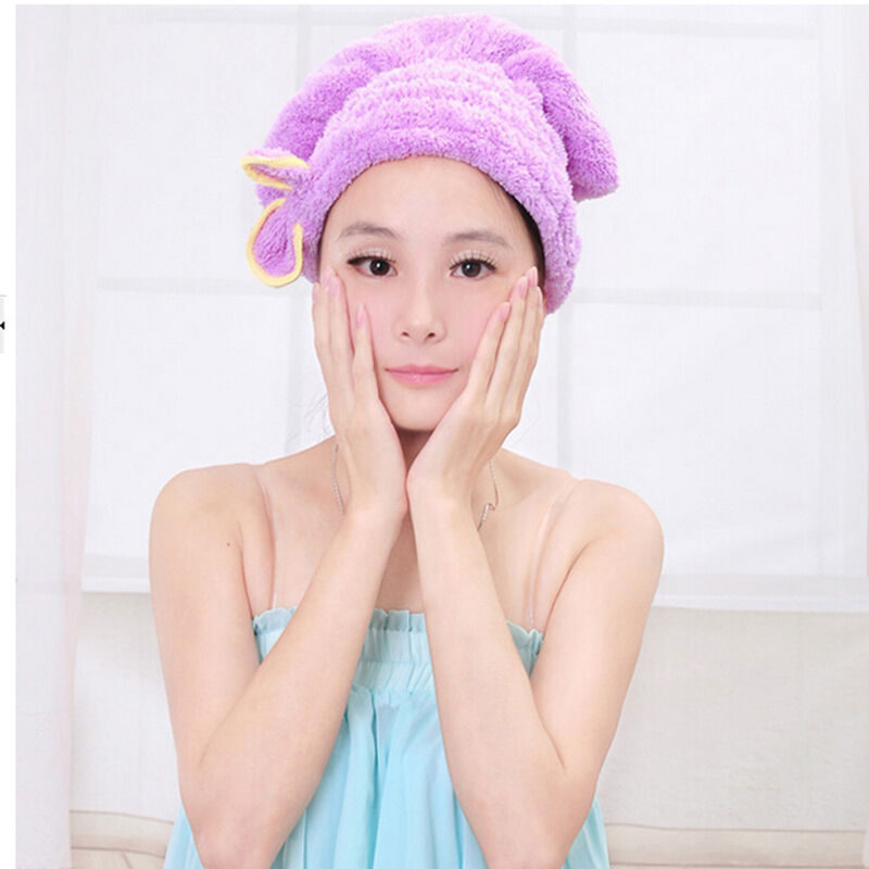 1x Magic Dry Hair Cap Shower Cap Super Absorbent Microfiber Hair Wrap Towel  DD