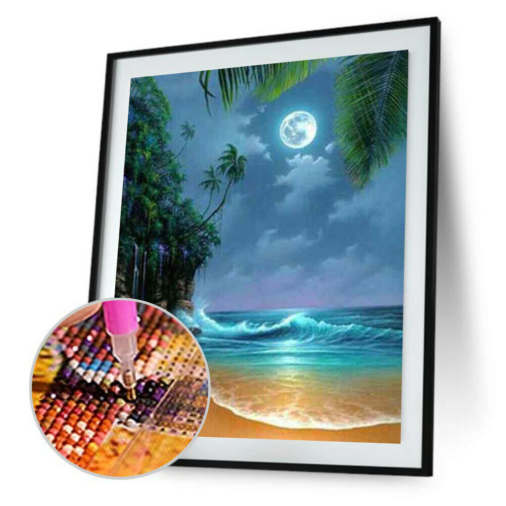 Night Seascape Full Drill Diamond Painting DIY Needlework Cross Stitch Set @