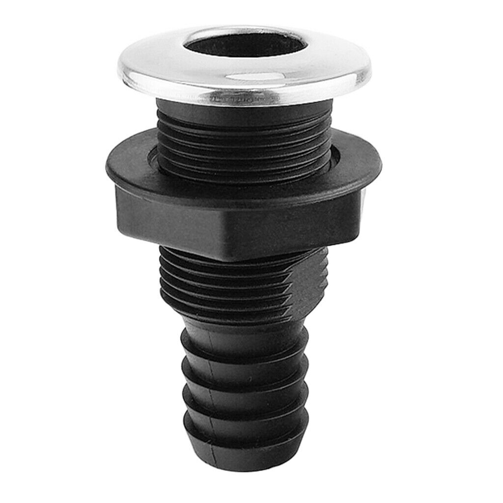 3/4" Black Plastic Thru-Hull Bilge Pump and Aerator Hose Fitting for Boats