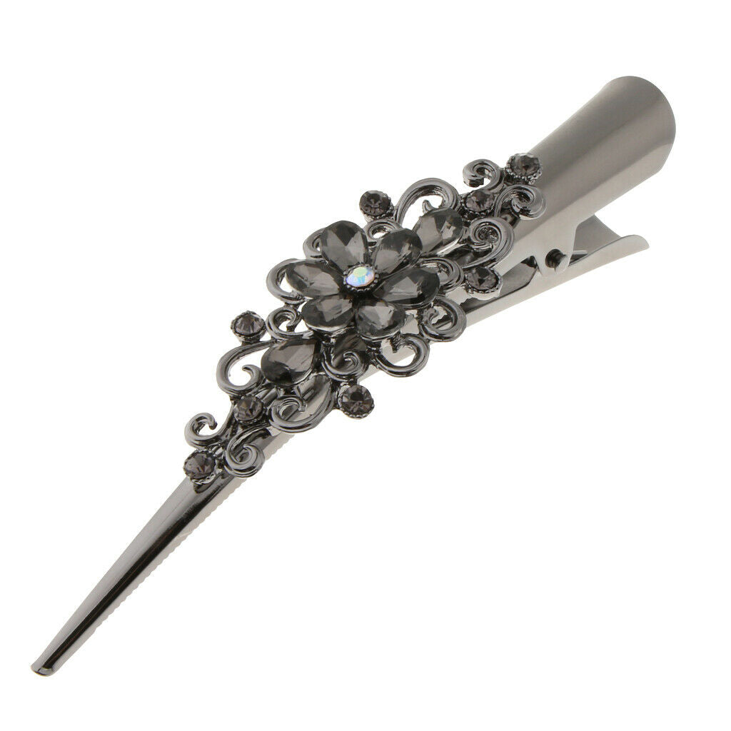 2X Girls Crystal Hair Alligator Clips Crocodile Hair Clasp Hairpin New Black