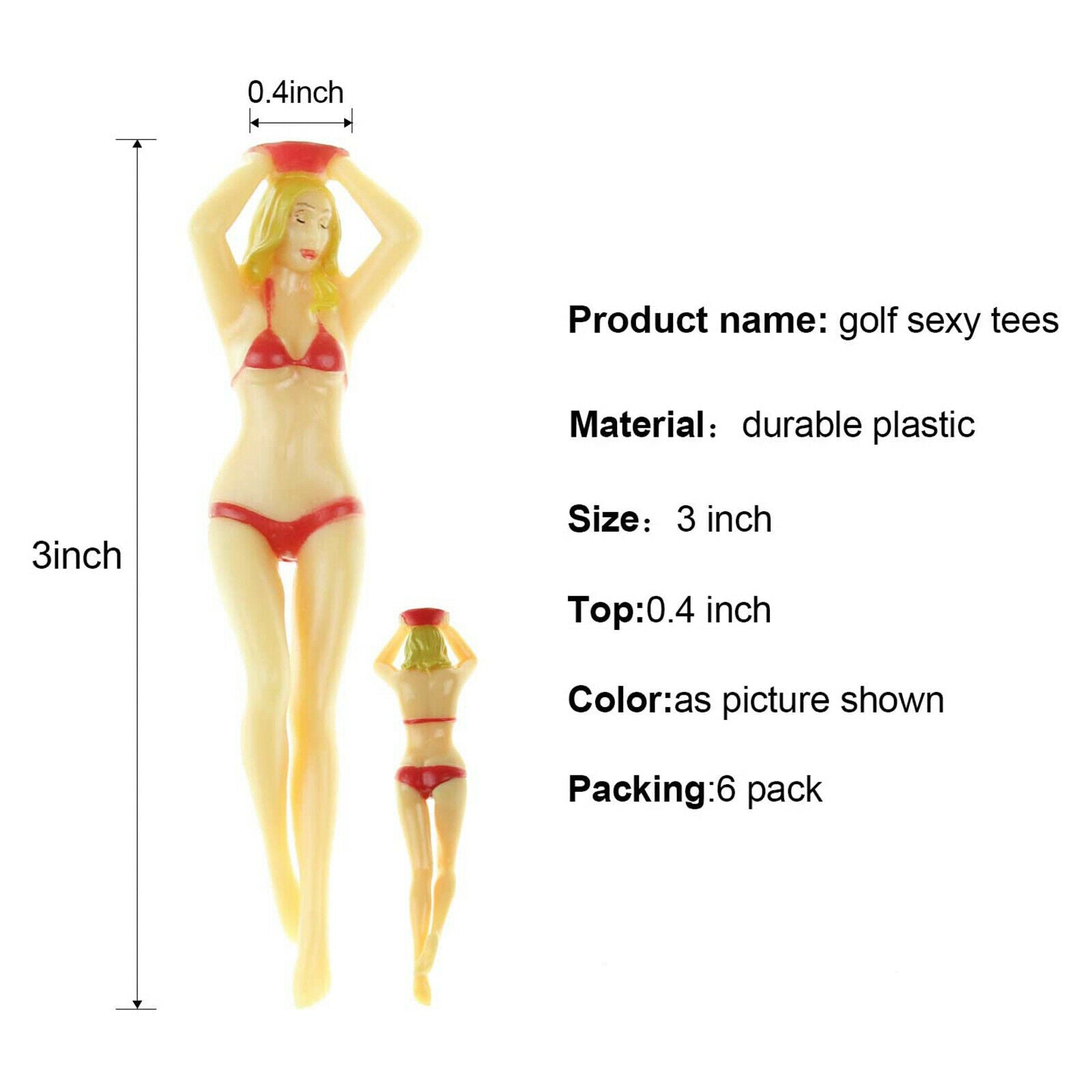 6pcs Plastic Bikini Lady Women Golf Tees Durable Professional Equipment