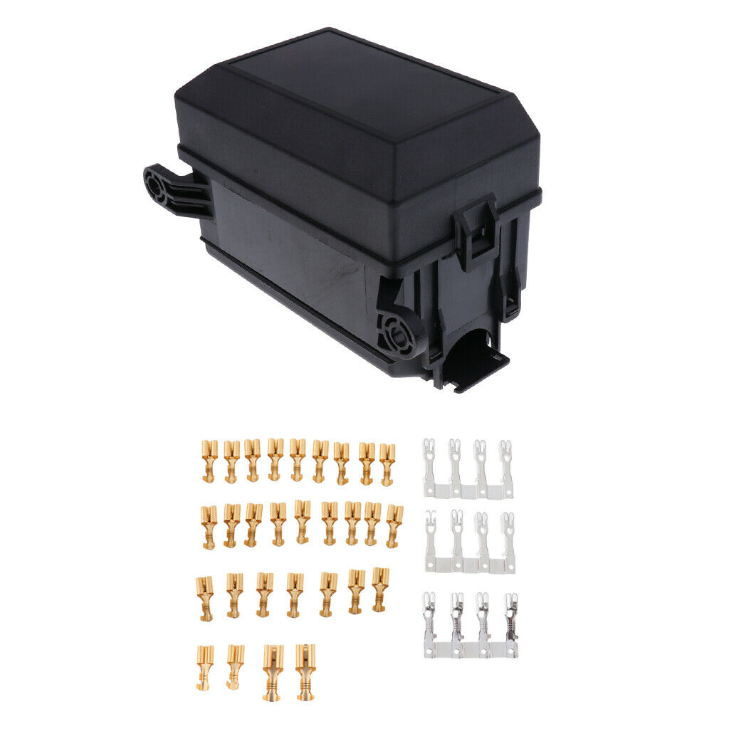 6-Way Automotive Audio Blade Fuse Holder 5-Pin Relay Socket Block Box