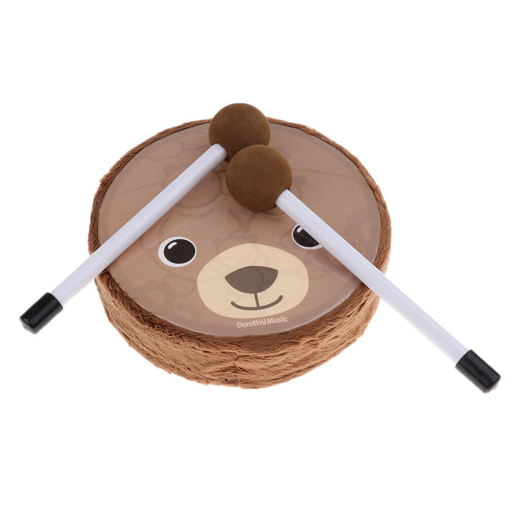 6 inch Wooden Small Drum Toys with Drum Mallet Hand Percussion Musical Toys