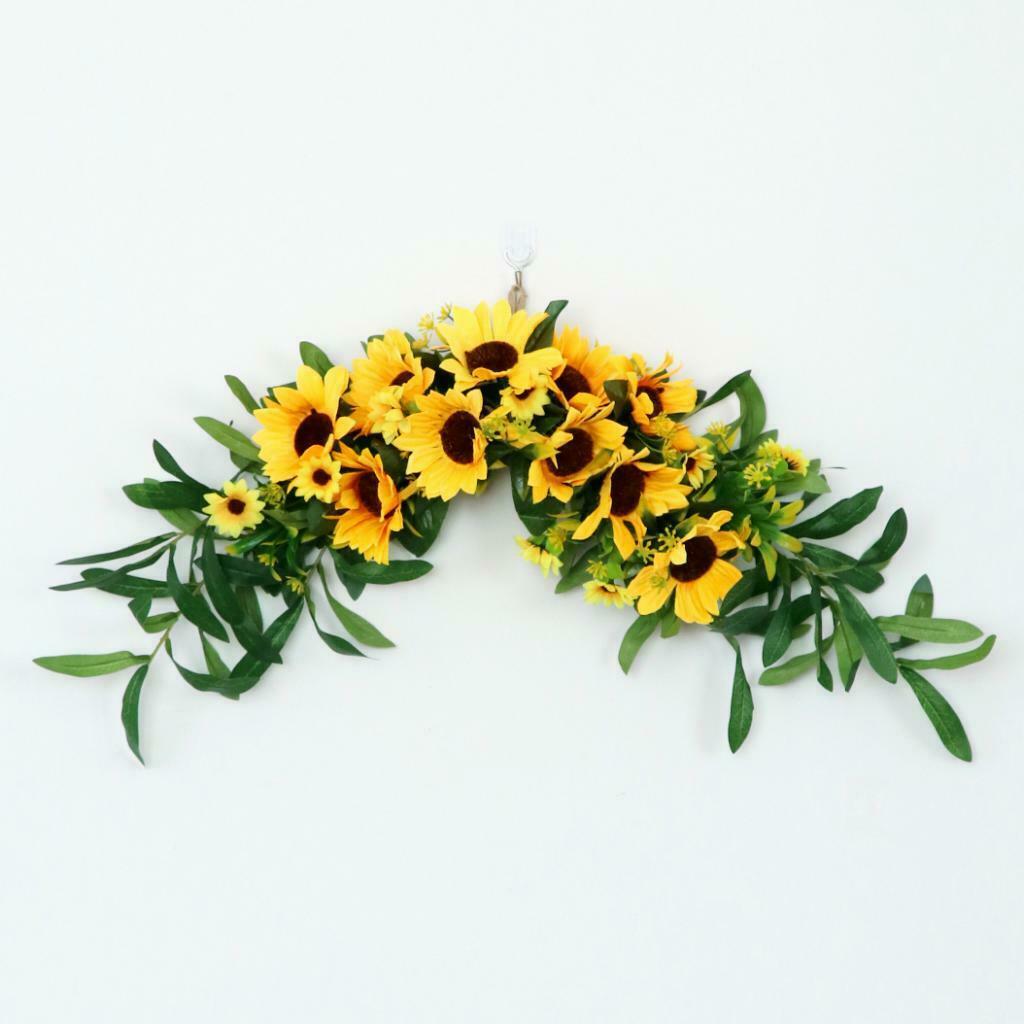 Wreath for Front Door - 23 Inches Artificial Sun Flower Greenery