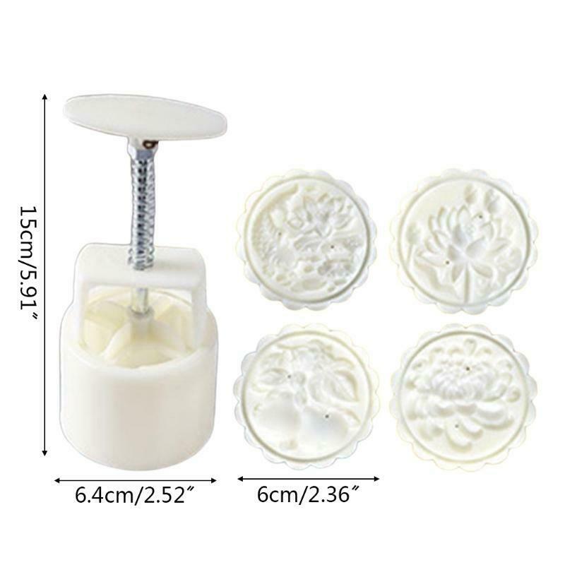 75g 4pc Flower Stamp Moon Cake Mould DIY Decoration Plastic Mooncake Press Molds