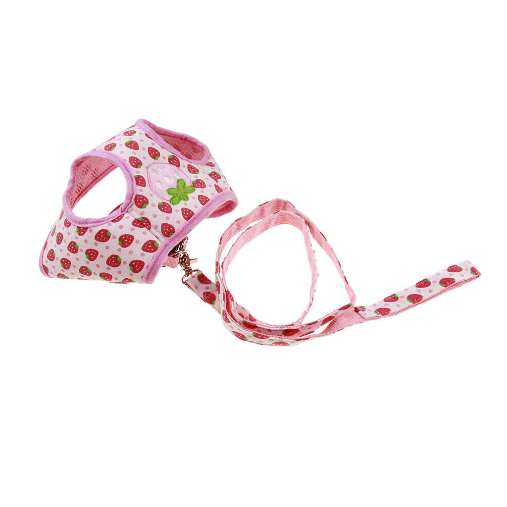 Pet Dog Walking Vest Harness Puppy Leash Training Chest Straps Strawberry L