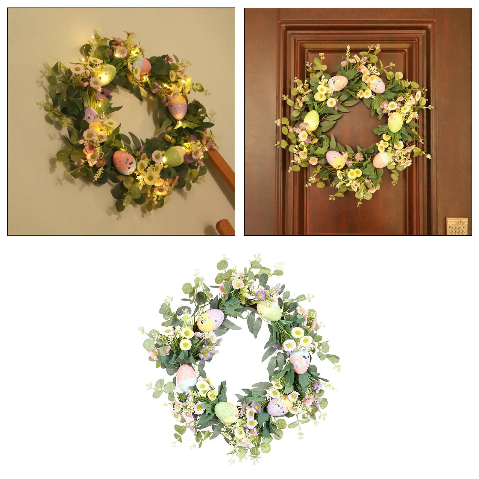 45cm Daisy Easter Door Wreath Silk Flower Front Door Wedding Party Garland