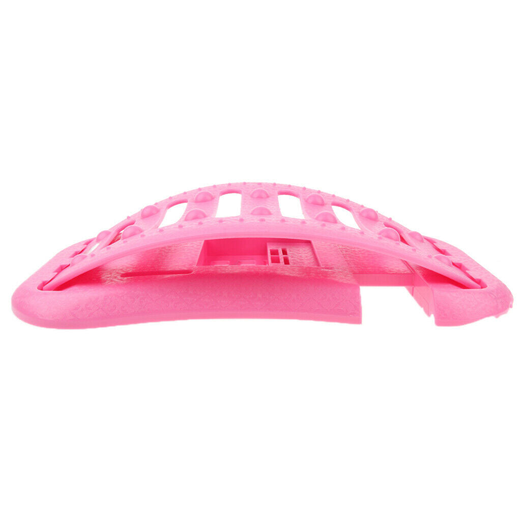Back Stretcher Lumbar Stretching Device Lower Support Pain Relief Massager Pink