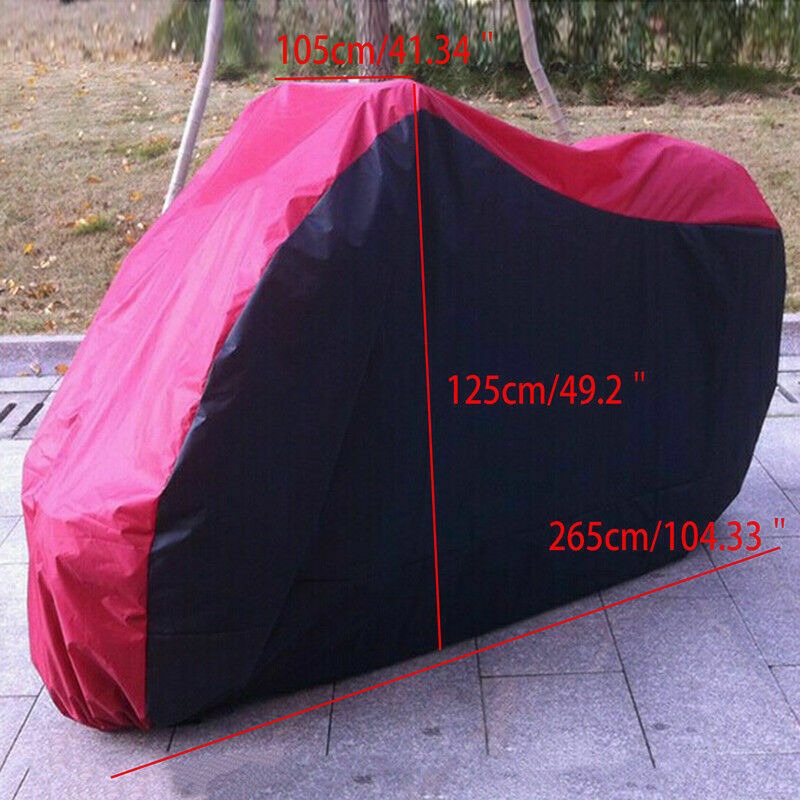 Black/Red Motorcycle Rain Cover Anti UV Waterproof Raincoat With Bag XXL Size