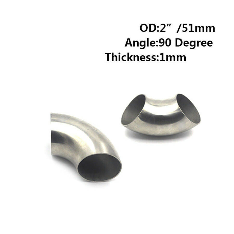 1Pcs 2" inch/51mm Stainless Steel Car Exhaust Weldable 90 Degree Bend Elbow Pipe