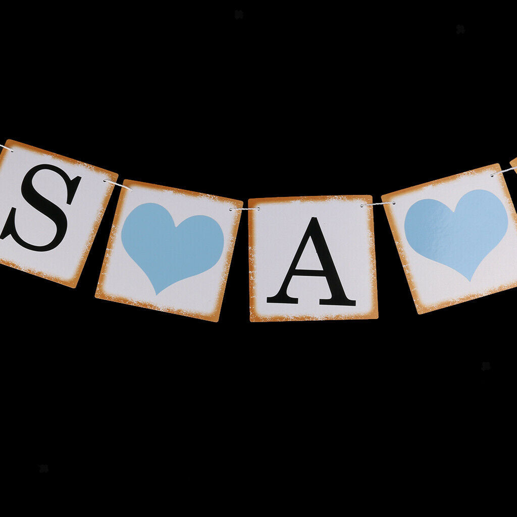 Set of 2 Baby Blue & White Letter Sign Baby Shower & It's A Boy Bunting Banner