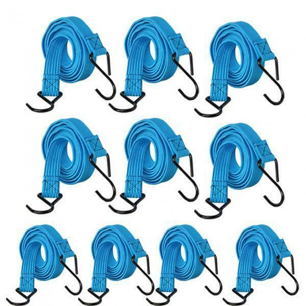 10pcs 2.4cm Wide Bungee Ropes Heavy Duty Stretch Flat Luggage Cords 13ft Max