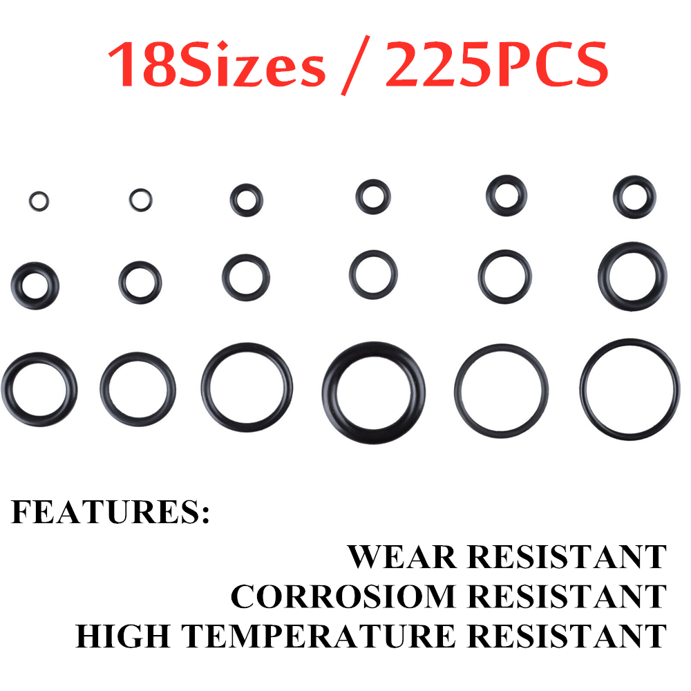 225Pcs/Set Rubber O Ring Washer Seals Watertightness Assortment O Rings Gasket @