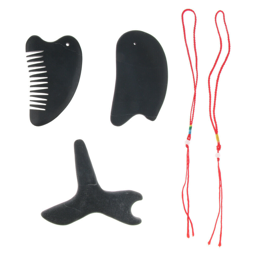 3x Deep Tissue Gua Sha Scraping Tool Guasha Massage Board Scraper Stone Set