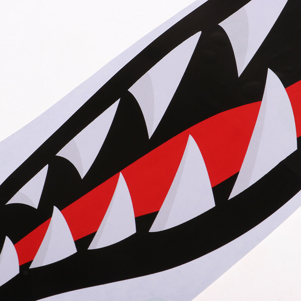2 Pairs Shark Mouth Stickers - Reflective Decals for Fishing Boat Canoe Dinghy