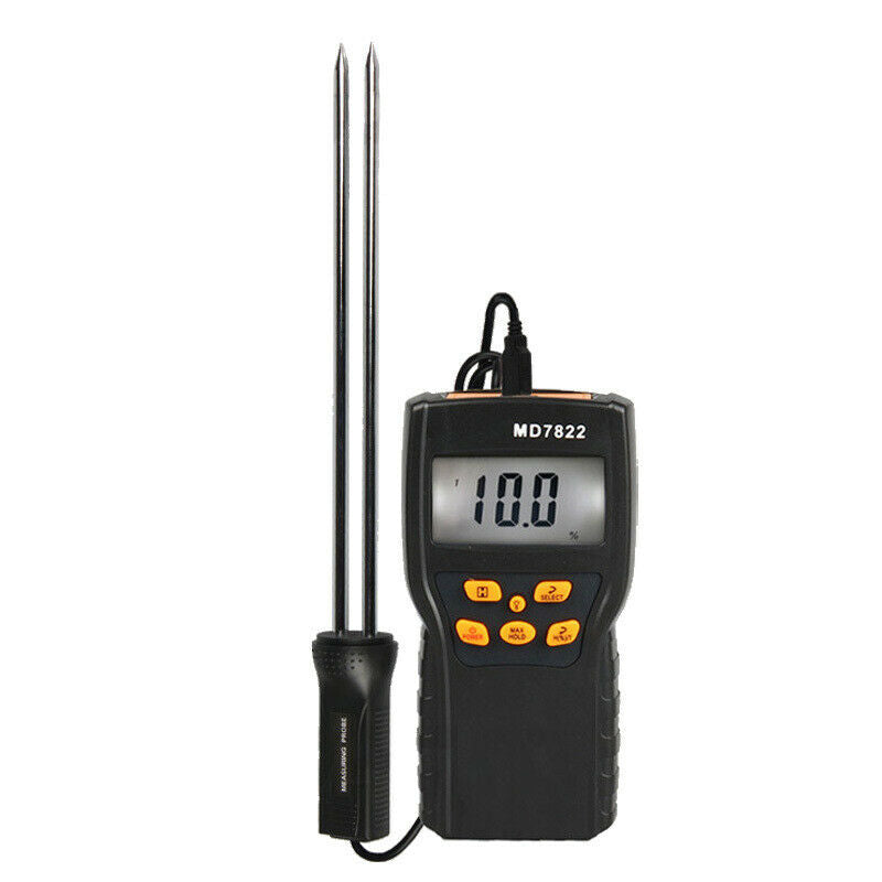 Handheld Digital Wood Water Tester Grain Moisture Temperature Damp Detector Kit