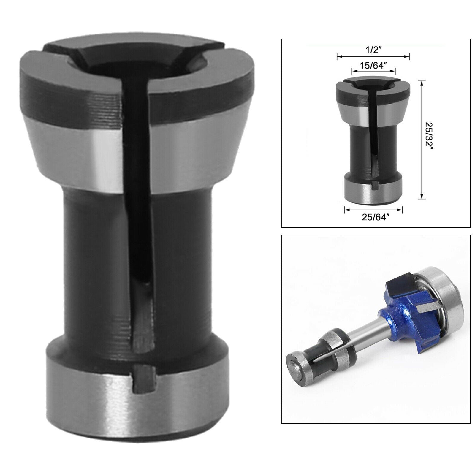 3x Chuck Collet Router Bit Chuck Adapter for Engraving Machine Wood Milling
